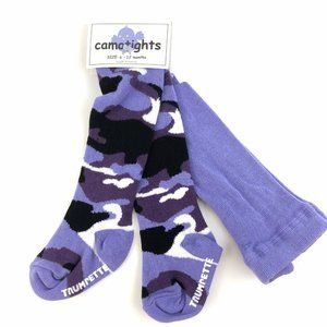 Trumpette Baby Camo Tights Size 6-12 Months Purple